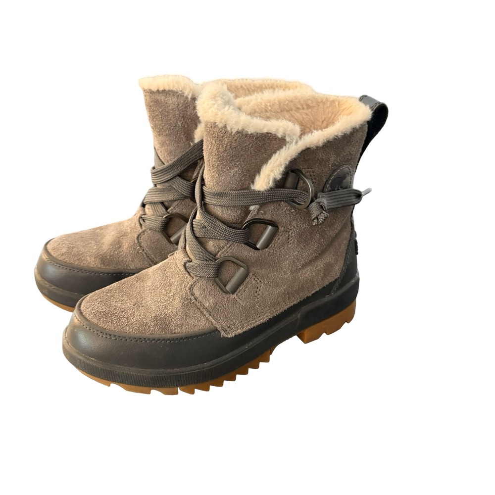 Sorel Tivoli IV Women's 7 Waterproof Winter Snow Boots Quarry Gray Suede Fur